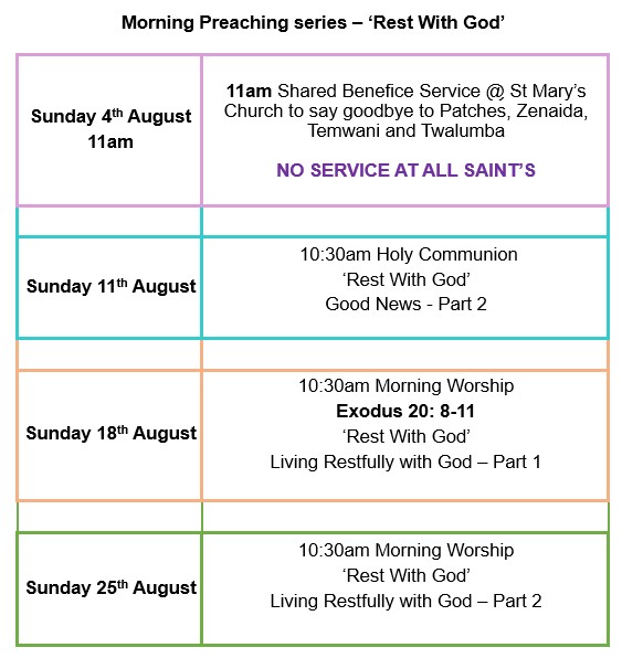 services in August